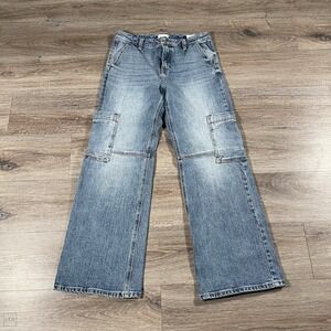 KanCan‎ Women's Jeans Cargo Relaxed Casual Denim 7_27 Blue